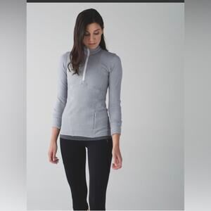 Lululemon womens 4 Kanto catch me 1/2 zip heathered herringbone white slate top